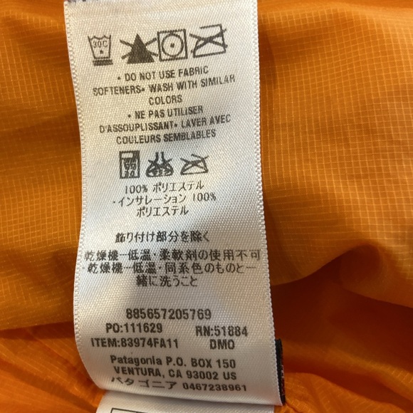 Rare Patagonia vintage Micro Puff Primaloft Hoodie Full Zip Jacket M Med Orange - Picture 9 of 14